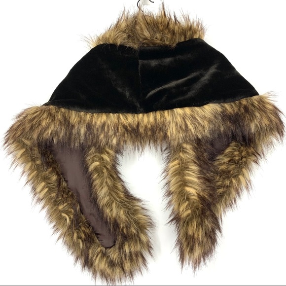 Faux Frenzi By Dena Plush Faux Fur Velour Wide Wrap Shawl Scarf Black & Brown - Picture 2 of 12